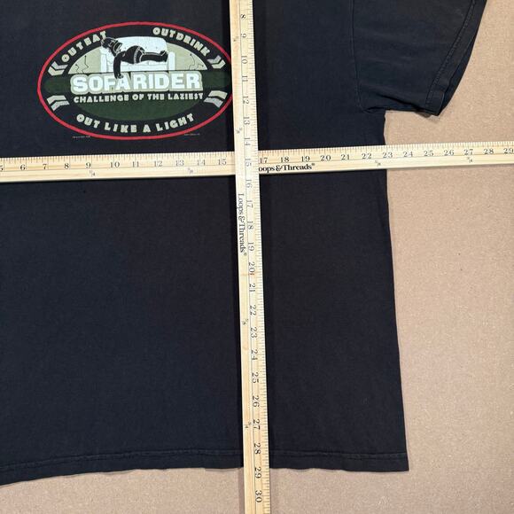 Vintage Simpsons Survivor Parody Sofa Rider T-Shirt 2001 Homer FOX TV Show L - Picture 8 of 8